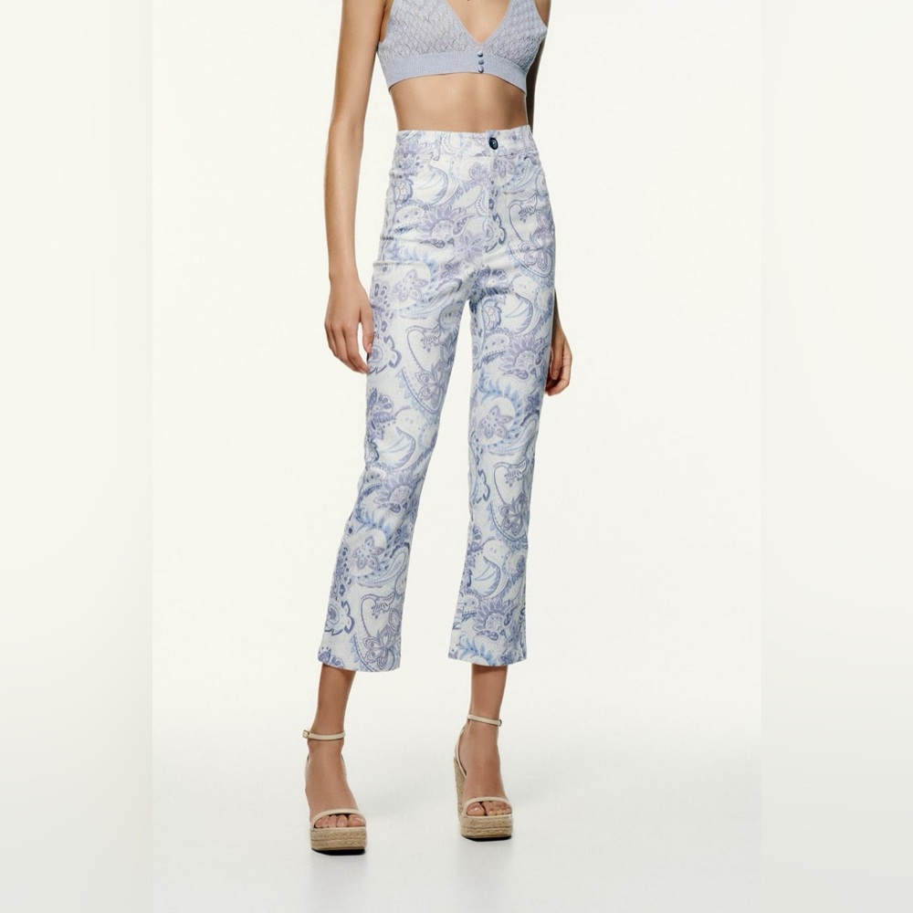 NWOT Zara Paisly Printed Trousers